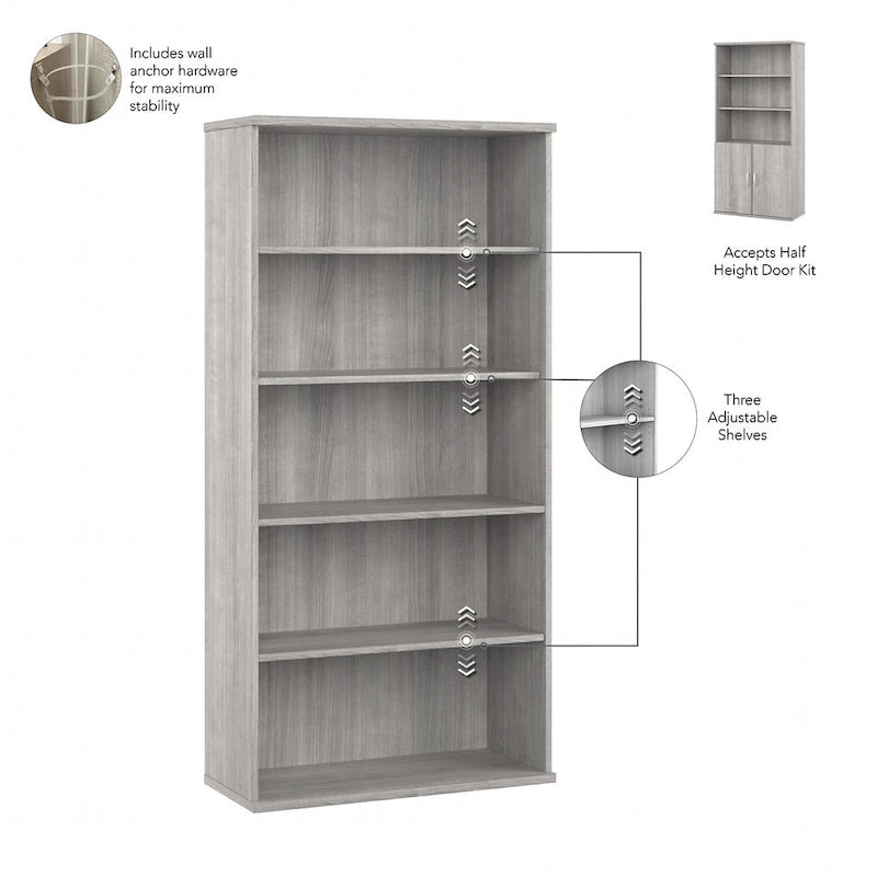Studio A Tall 5 Shelf Bookcase with Doors by Bush Business Furniture