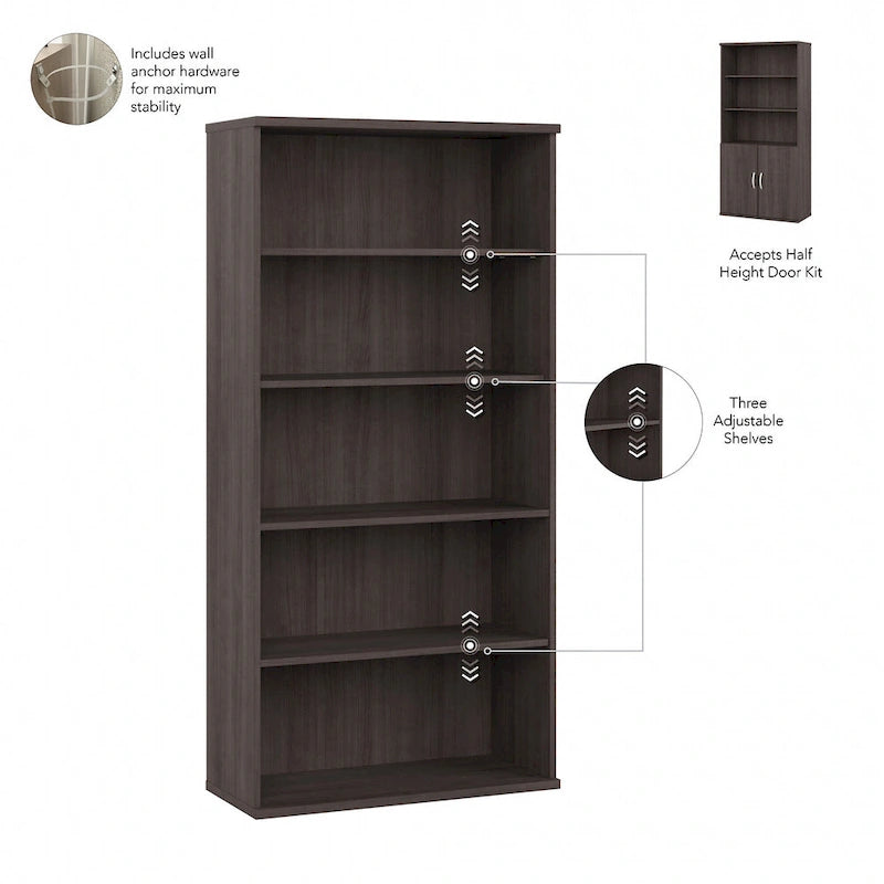 Studio A Tall 5 Shelf Bookcase with Doors by Bush Business Furniture