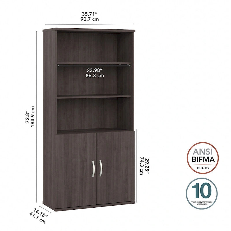 Studio A Tall 5 Shelf Bookcase with Doors by Bush Business Furniture