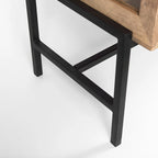 Arelius Light Brown w/ Black Metal Base 4 Door Glass Cabinet Sideboard - 70.0L x 18.0W x 32.0H