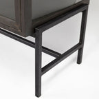 Arelius Light Brown w/ Black Metal Base 4 Door Glass Cabinet Sideboard - 70.0L x 18.0W x 32.0H