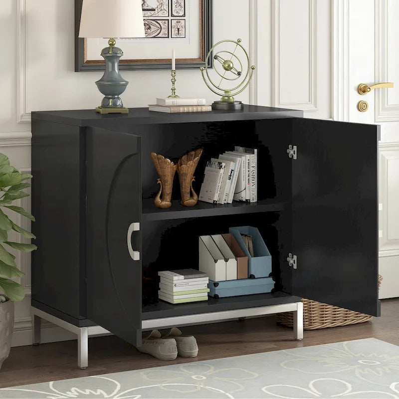 Simple Storage Cabinet Accent Cabinet with Solid Wood Veneer