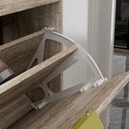 Timechee Shoe Cabinet with 3 Mirrored Flip Drawers, Free Standing Slim