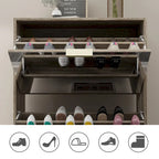 Timechee Shoe Cabinet with 3 Mirrored Flip Drawers, Free Standing Slim