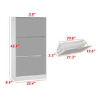 Timechee Shoe Cabinet with 3 Mirrored Flip Drawers, Free Standing Slim