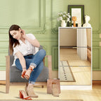 Timechee Shoe Cabinet with 3 Mirrored Flip Drawers, Free Standing Slim