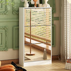 Timechee Shoe Cabinet with 3 Mirrored Flip Drawers, Free Standing Slim