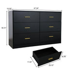 Modern Black 6-Drawer Dresser for Bedroom