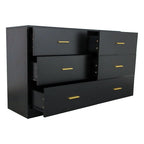 Modern Black 6-Drawer Dresser for Bedroom