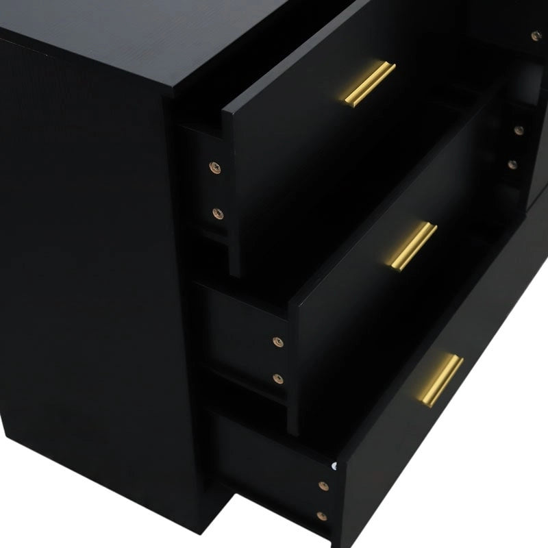 Modern Black 6-Drawer Dresser for Bedroom