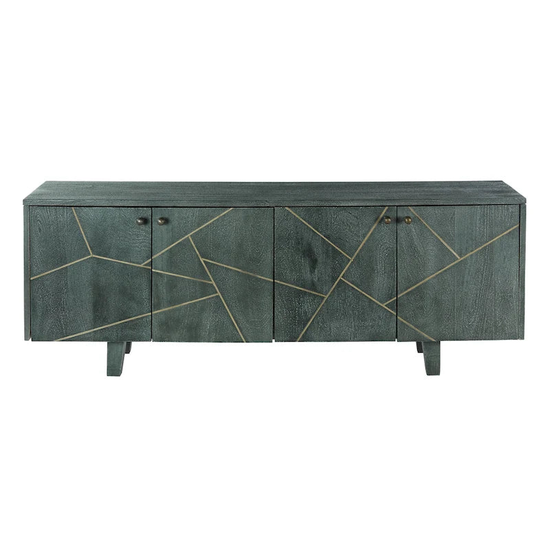 Dane River of Goods Grey and Gold-Colored Wood Cabinet with Metal Hardware - 54 x 13 x 20