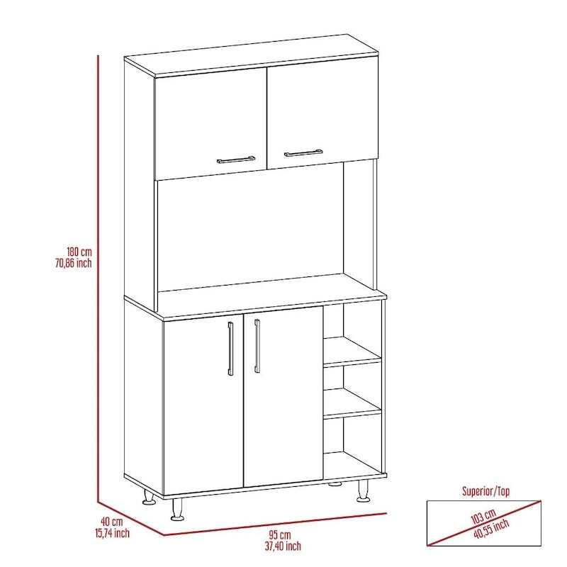 TUHOME 95 Pantry with 2 Double Cabinets, 3 Open Shelves - N/A