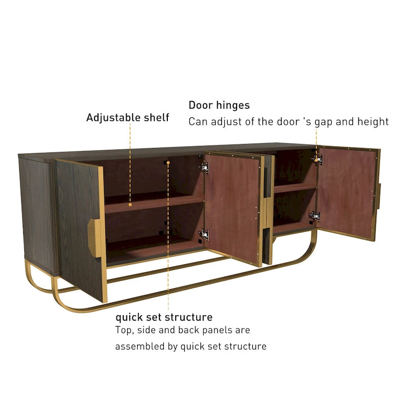Clihome Furniture Wood 4-Door Accent Cabinet
