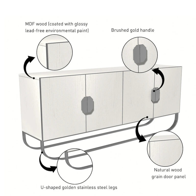 Clihome Furniture Wood 4-Door Accent Cabinet