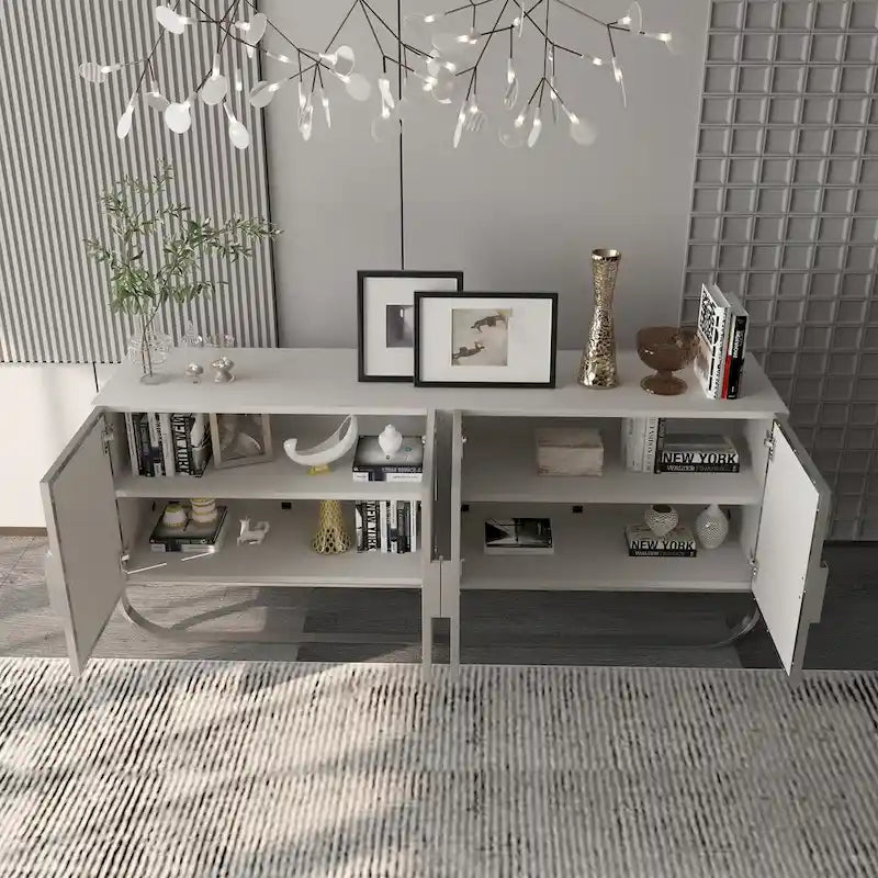 Clihome Furniture Wood 4-Door Accent Cabinet