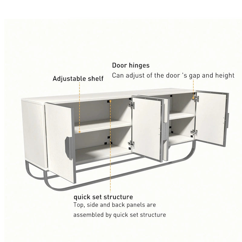 Clihome Furniture Wood 4-Door Accent Cabinet