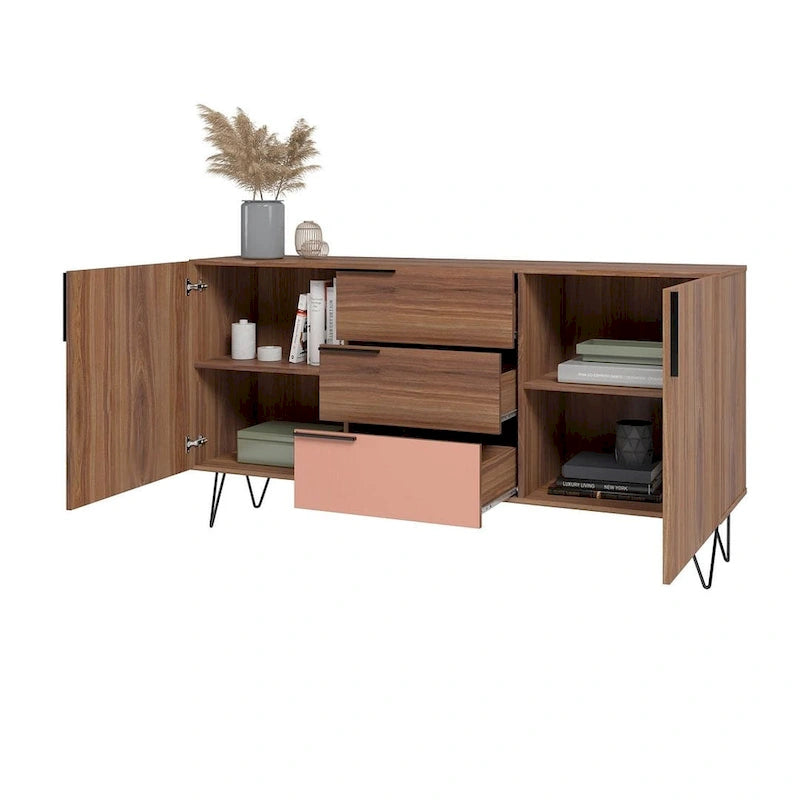 Manhattan Comfort Beekman 62.99 Sideboard with 4 Shelves