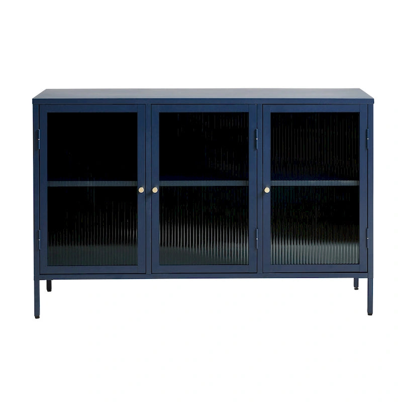 Rye Studio Brianne Modern Metal & Glass 3-Door Sideboard