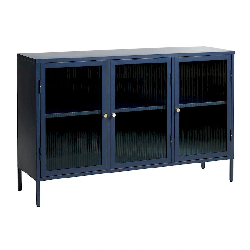 Rye Studio Brianne Modern Metal & Glass 3-Door Sideboard