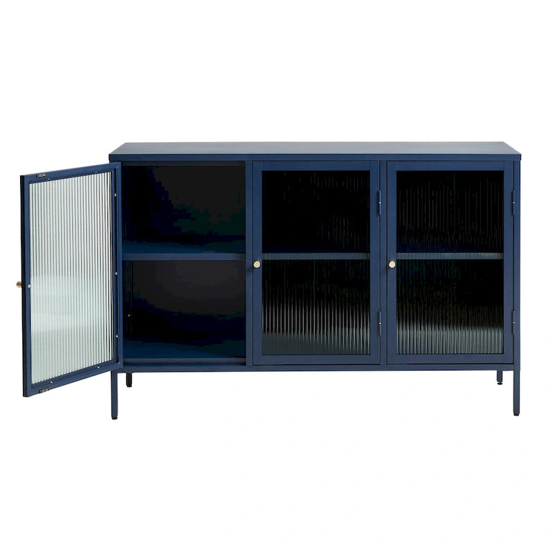 Rye Studio Brianne Modern Metal & Glass 3-Door Sideboard