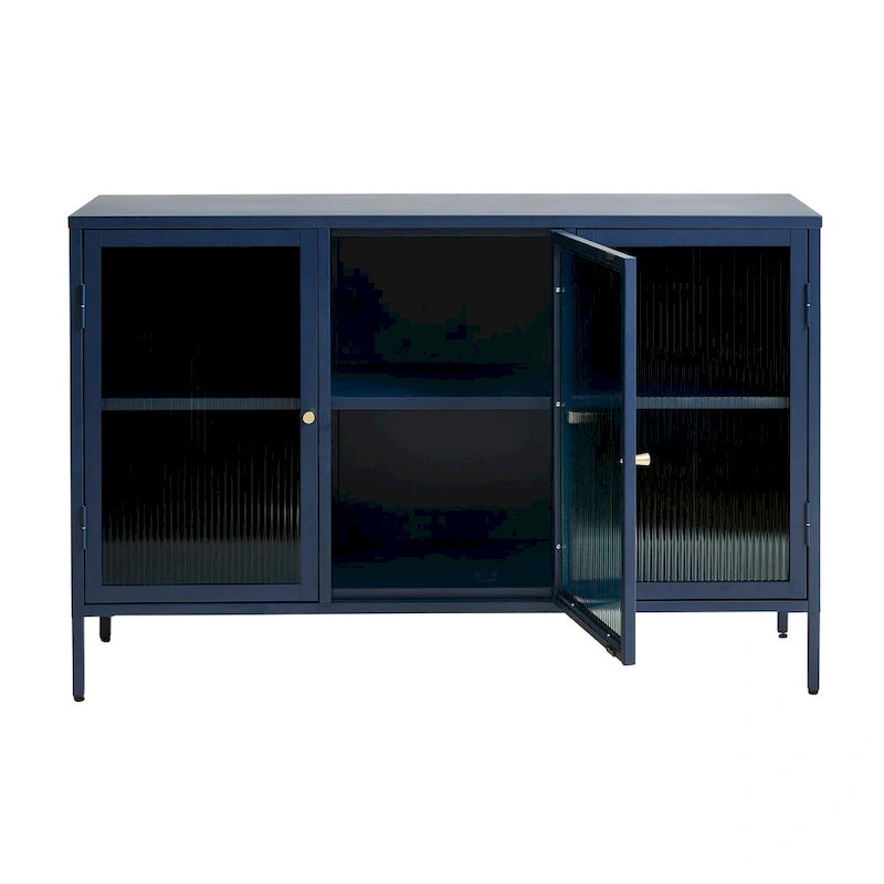 Rye Studio Brianne Modern Metal & Glass 3-Door Sideboard
