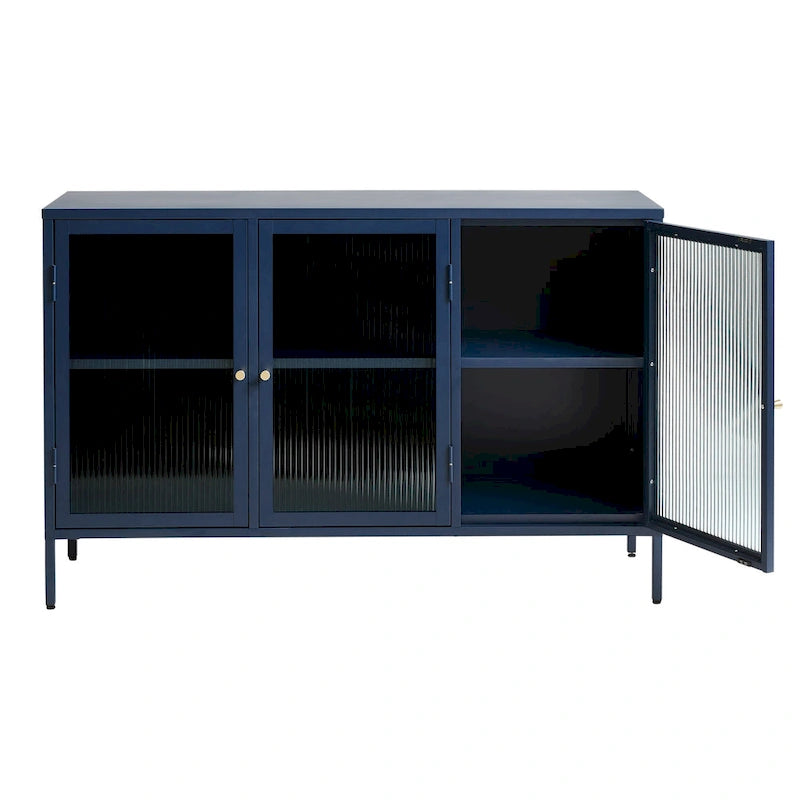 Rye Studio Brianne Modern Metal & Glass 3-Door Sideboard