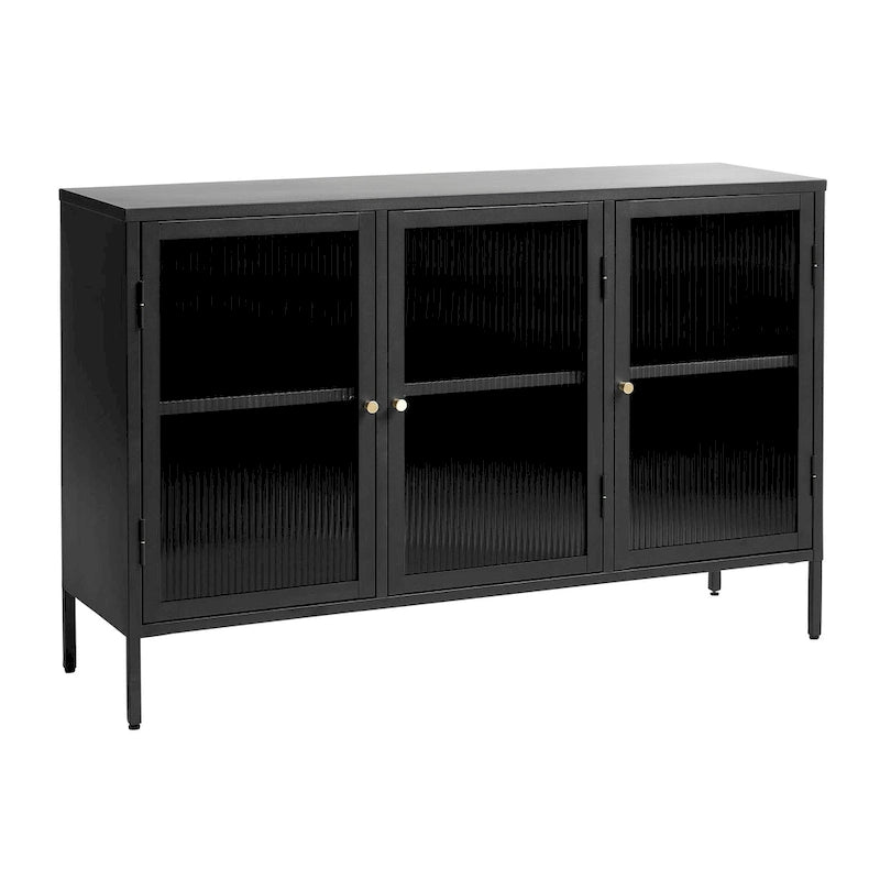 Rye Studio Brianne Modern Metal & Glass 3-Door Sideboard