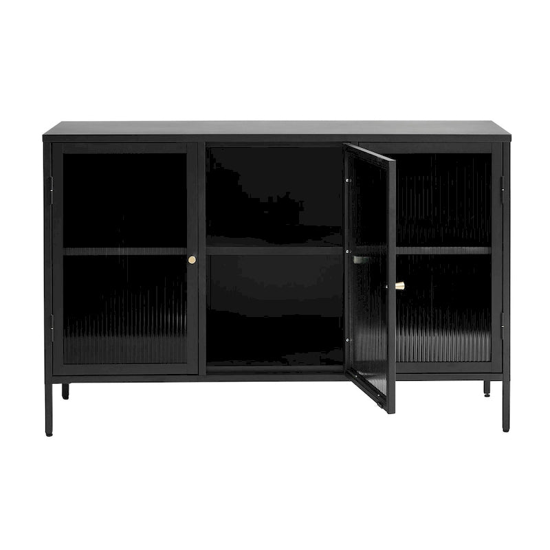 Rye Studio Brianne Modern Metal & Glass 3-Door Sideboard