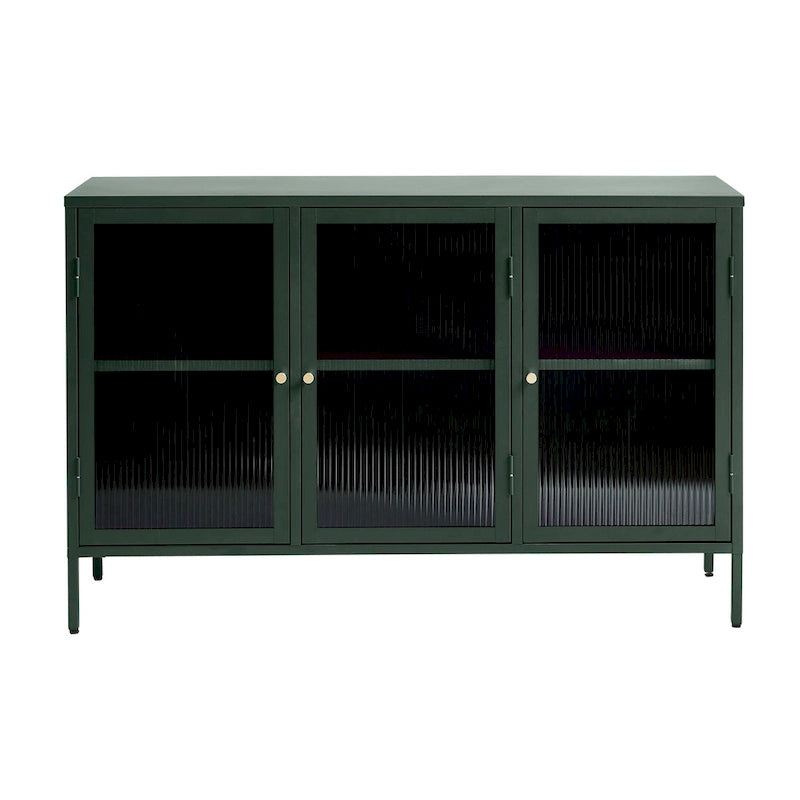 Rye Studio Brianne Modern Metal & Glass 3-Door Sideboard