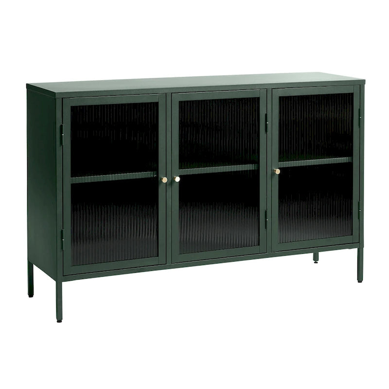 Rye Studio Brianne Modern Metal & Glass 3-Door Sideboard