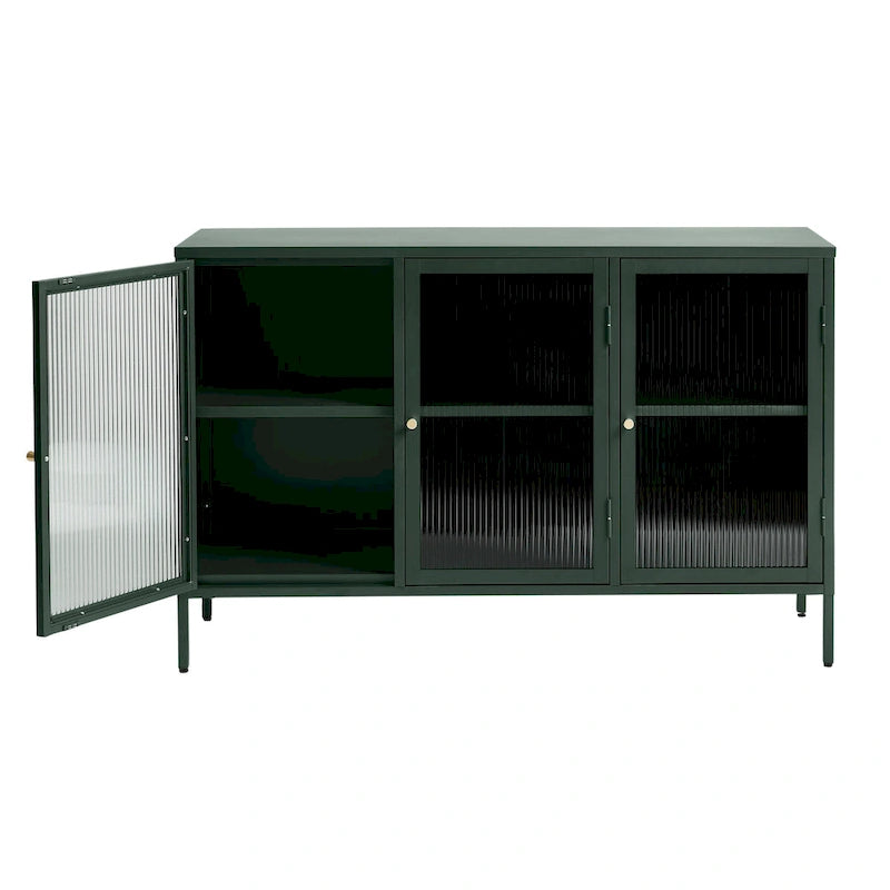 Rye Studio Brianne Modern Metal & Glass 3-Door Sideboard