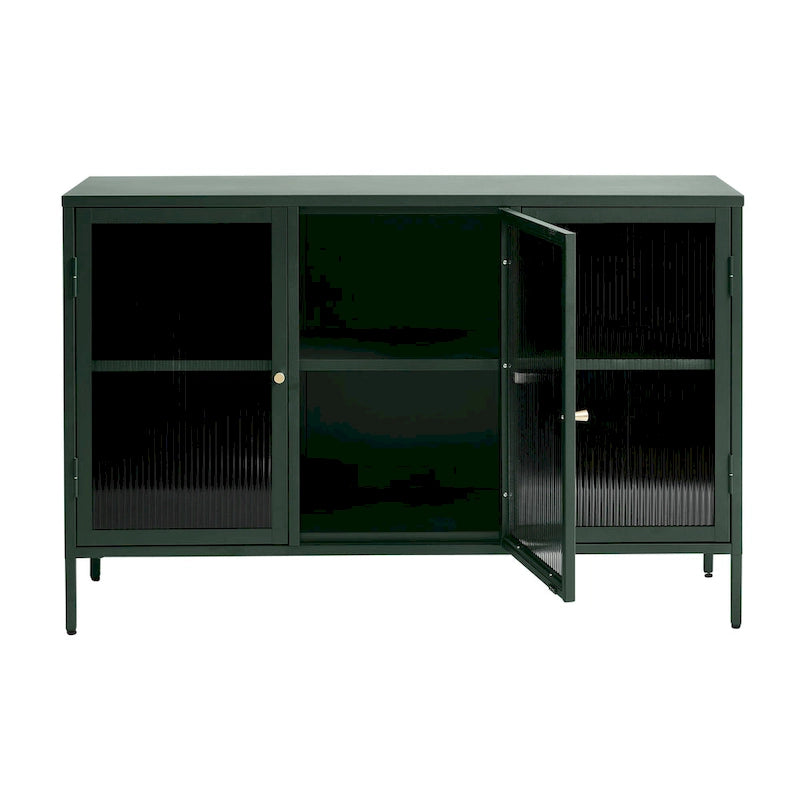 Rye Studio Brianne Modern Metal & Glass 3-Door Sideboard