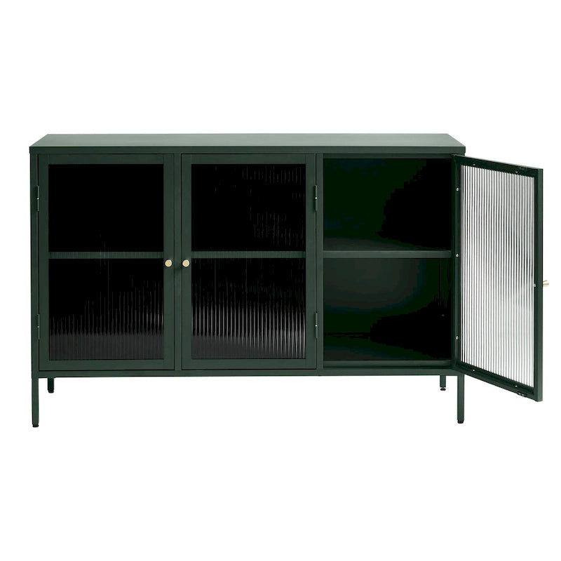 Rye Studio Brianne Modern Metal & Glass 3-Door Sideboard