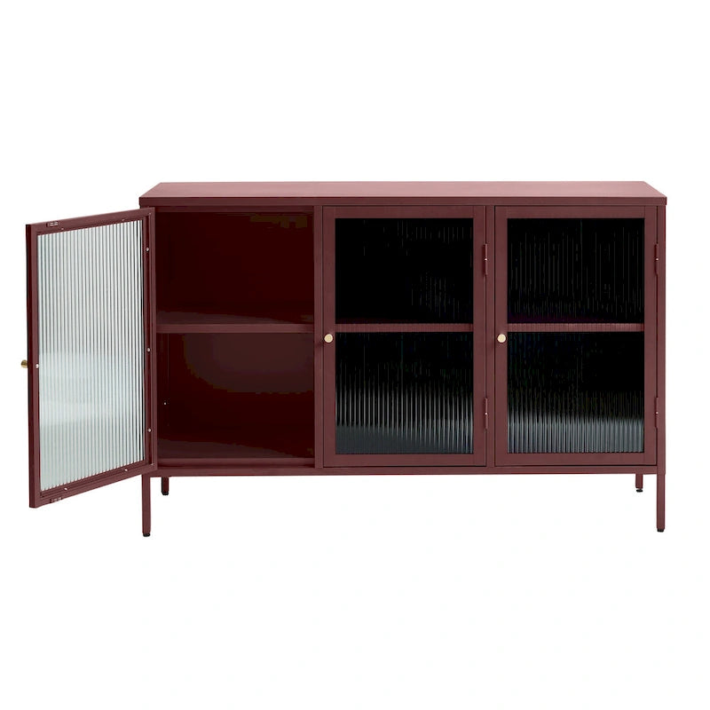Rye Studio Brianne Modern Metal & Glass 3-Door Sideboard