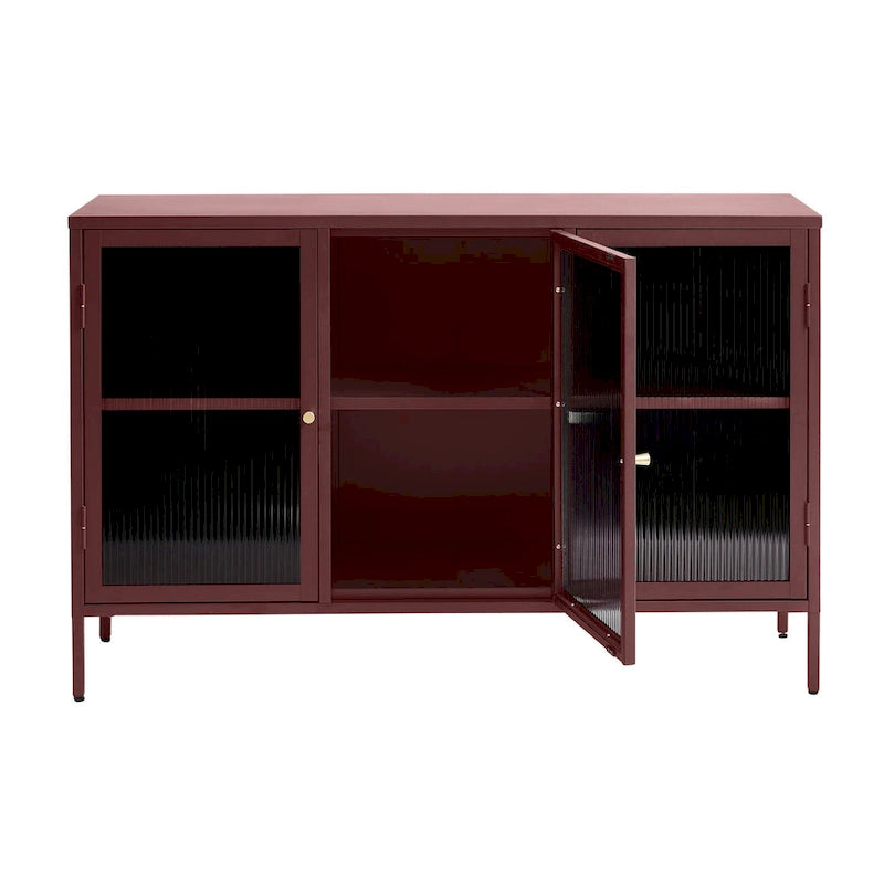 Rye Studio Brianne Modern Metal & Glass 3-Door Sideboard