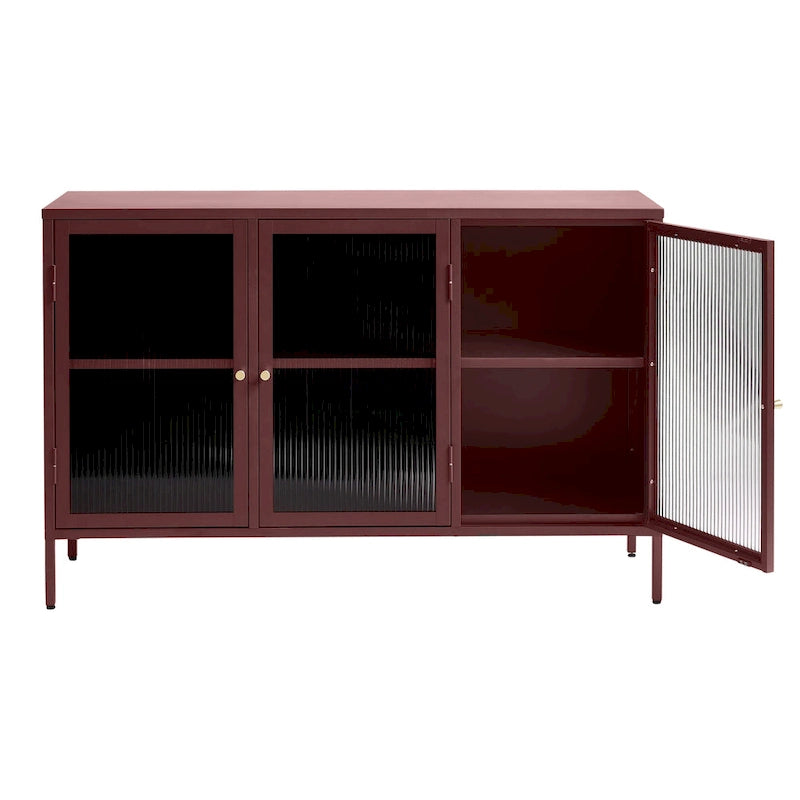 Rye Studio Brianne Modern Metal & Glass 3-Door Sideboard
