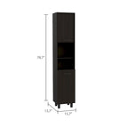 TUHOME Hobart Pantry with 2 Cabinets and 2 Open Shelves, Aluminum Handles and Hinges - N/A