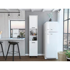 TUHOME Hobart Pantry with 2 Cabinets and 2 Open Shelves, Aluminum Handles and Hinges - N/A