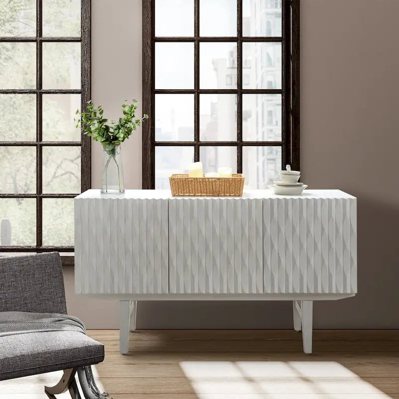 Joanna Modern Carved Geometric Patterns Sideboard By HULALAHOME