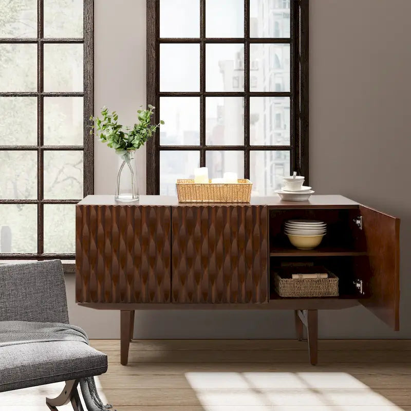 Joanna Modern Carved Geometric Patterns Sideboard By HULALAHOME