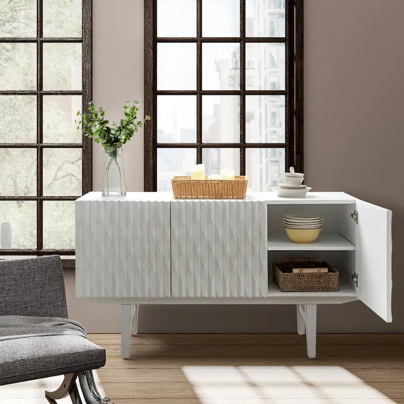 Joanna Modern Carved Geometric Patterns Sideboard By HULALAHOME