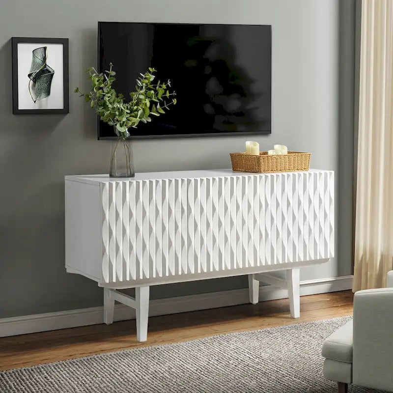 Joanna Modern Carved Geometric Patterns Sideboard By HULALAHOME