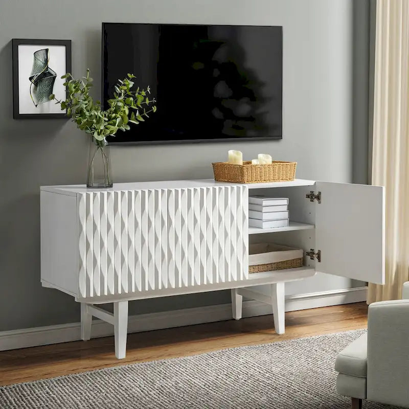 Joanna Modern Carved Geometric Patterns Sideboard By HULALAHOME