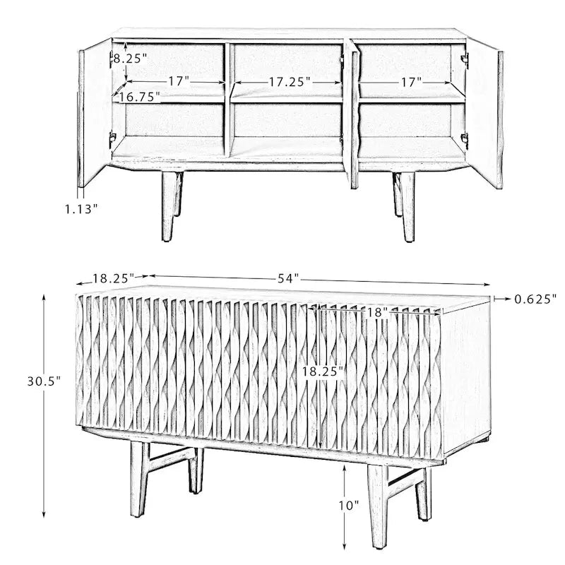Joanna Modern Carved Geometric Patterns Sideboard By HULALAHOME