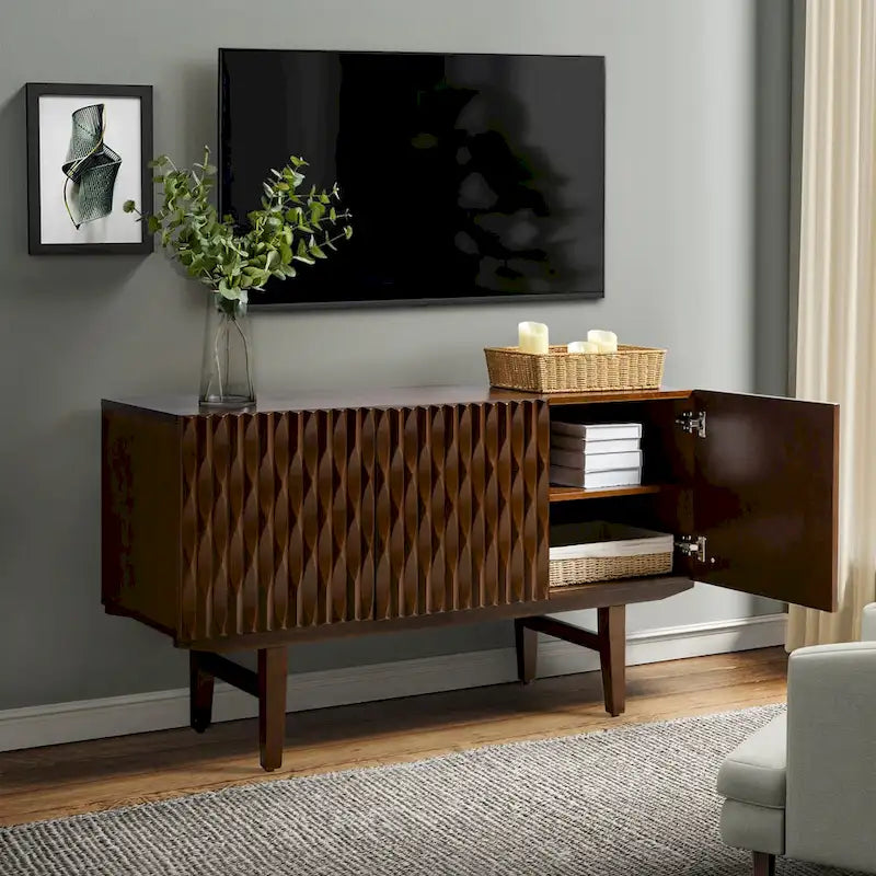 Joanna Modern Carved Geometric Patterns Sideboard By HULALAHOME