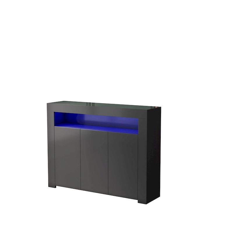 Living Room Sideboard Storage Cabinet with LED Light,with 3 Doors