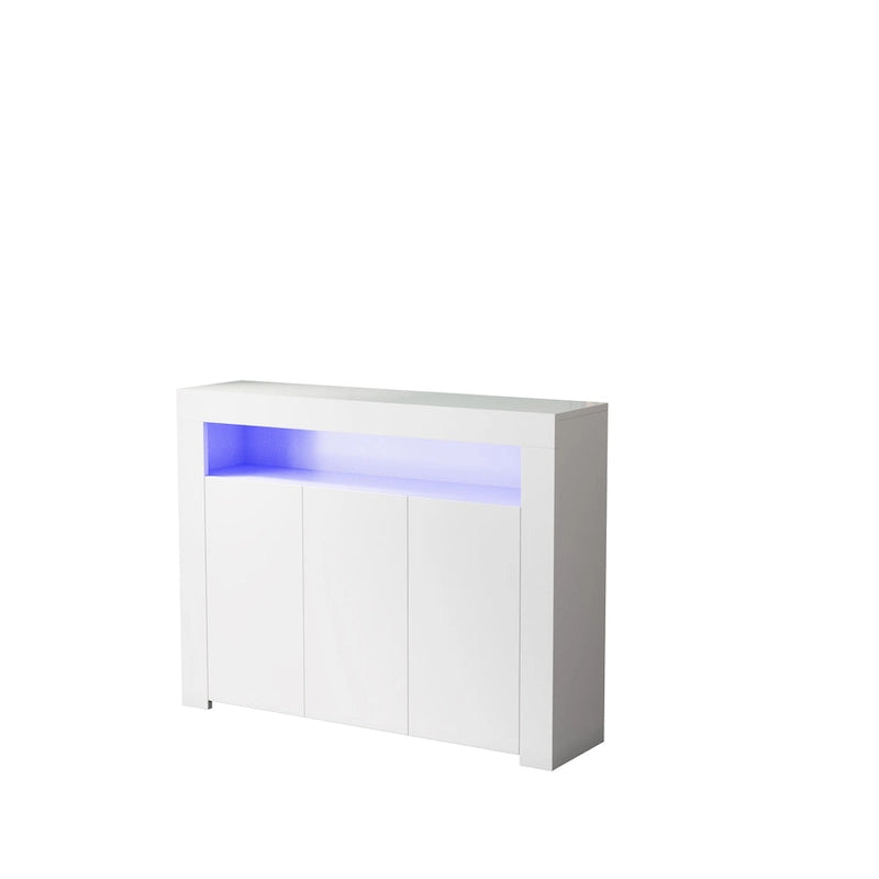 Living Room Sideboard Storage Cabinet with LED Light,with 3 Doors