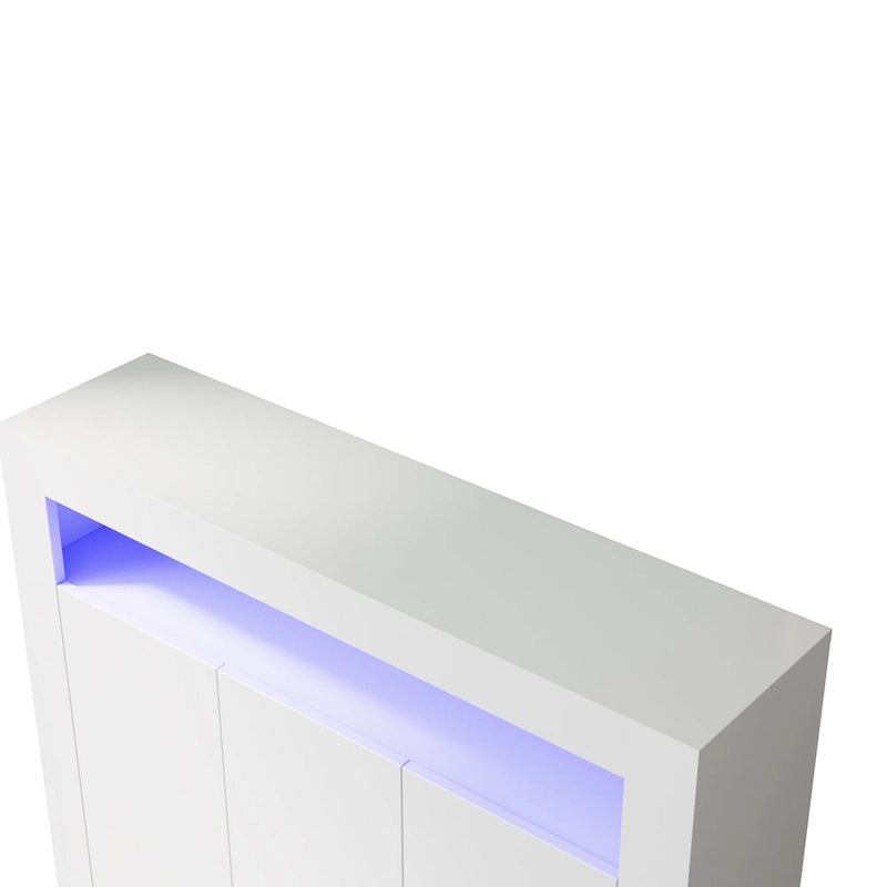 Living Room Sideboard Storage Cabinet with LED Light,with 3 Doors