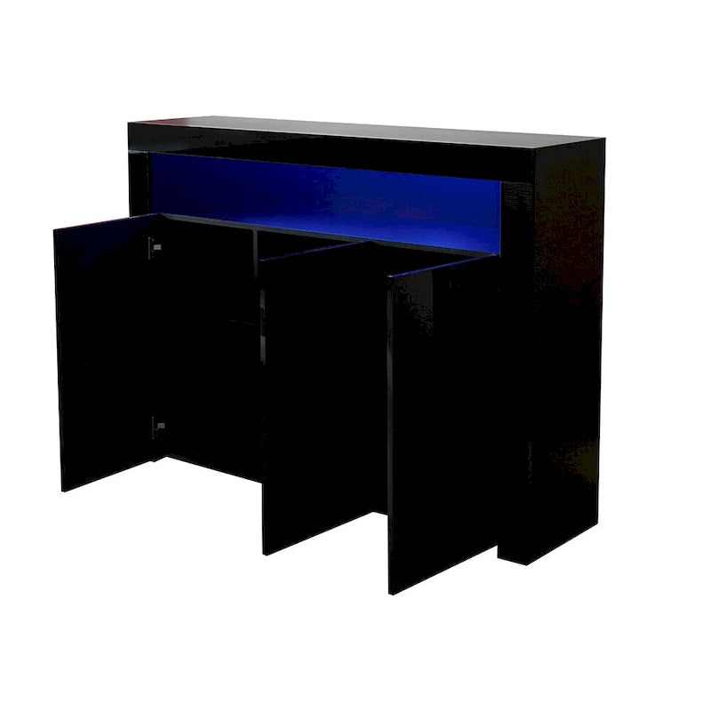 Living Room Sideboard Storage Cabinet with LED Light,with 3 Doors