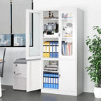 5-Tier Metal Storage Cabinet Glass Display Cabinet with Lockable Doors and Adjustable Shelves